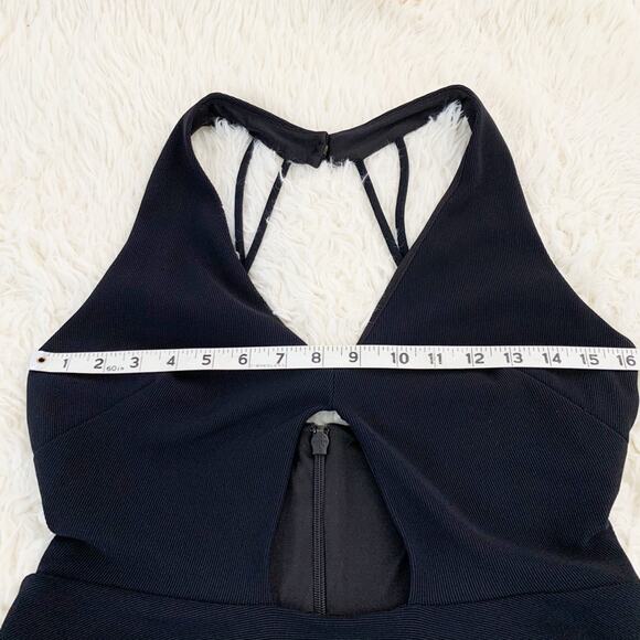 BEBE Black Sexy Cutout Flare Skater Halter Lined Dress size Large - Picture 9 of 13
